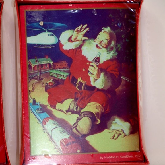 Set of 2 - Vintage Coke Coca- Cola Advertising Holiday Christmas Cards In origin - Picture 5 of 10